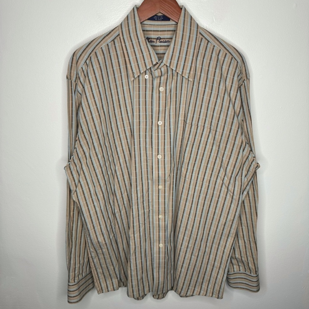 Alan Flusser 100% Cotton‎ Long Sleeve Button Down Shirt Size XL